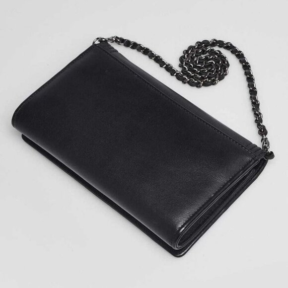 Chanel Black/Blue Quilted Leather Boy WOC Clutch Bag w/ Removable Strap - Picture 3 of 11